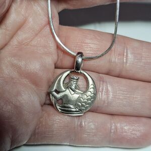 *Sale* Sterling Silver Aquarius Zodiac Sign Pendant Necklace 17"
